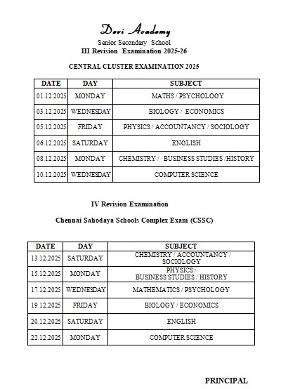 Class 6 - Term 2 Schedule